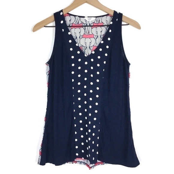 CROWN & IVY Tank Top Blouse Dot Elephants Soft Lightweight Petite Size Small PS - Picture 11 of 11